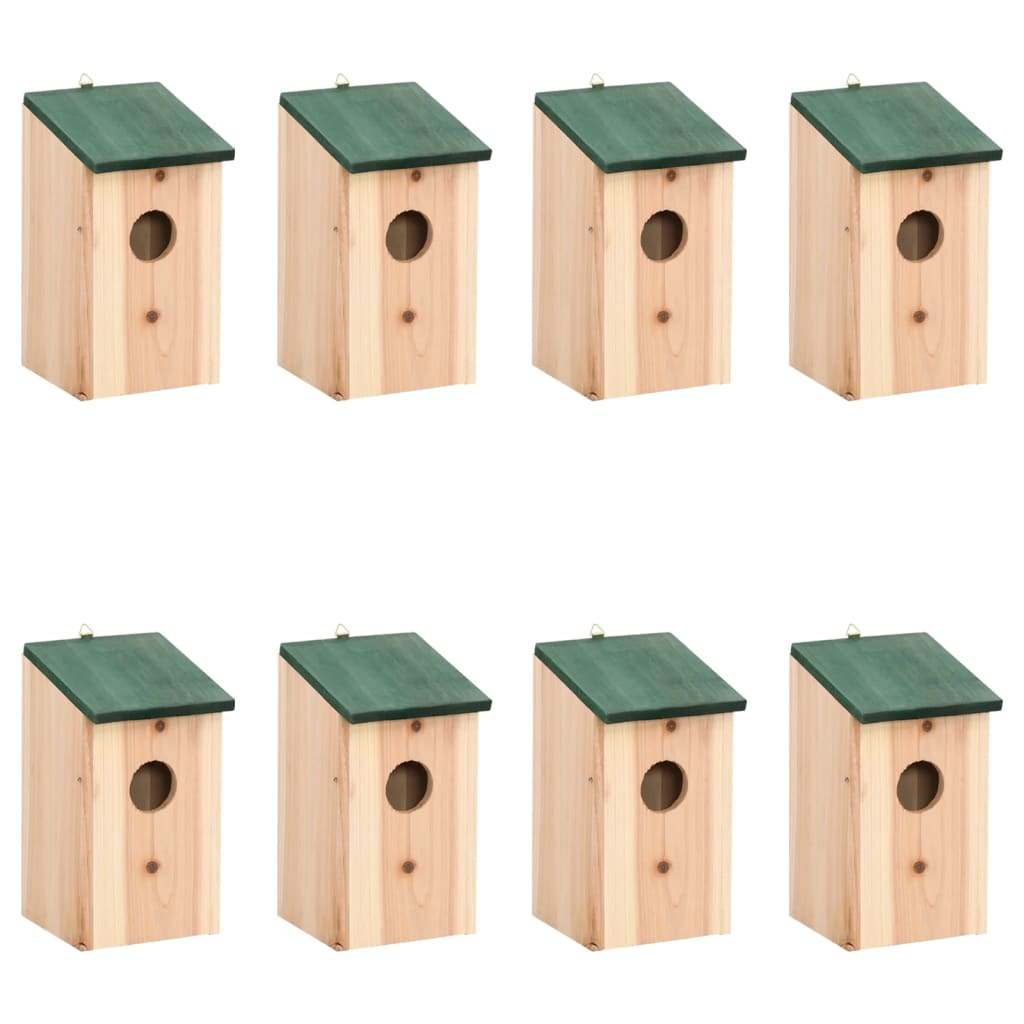 Ptačí budky 8 ks dřevěné 12 x 12 x 22 cm