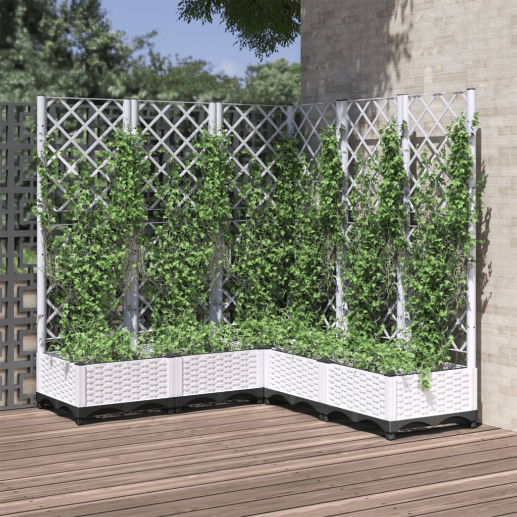 Zahradní truhlík s treláží bílý 120 x 120 x 121,5 cm PP