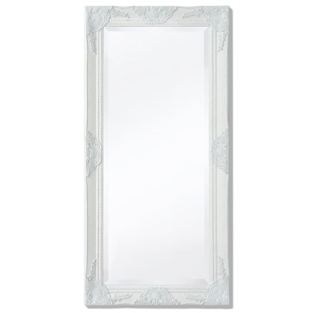 Nástěnné zrcadlo barokní styl 100 x 50 cm bílé