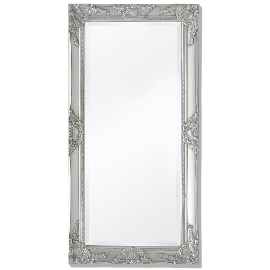 Nástěnné zrcadlo barokní styl 100 x 50 cm stříbrné