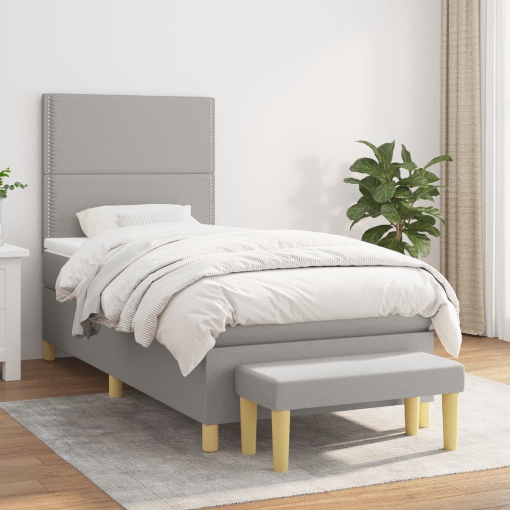 Box spring postel s matrací světle šedá 80 x 200 cm textil