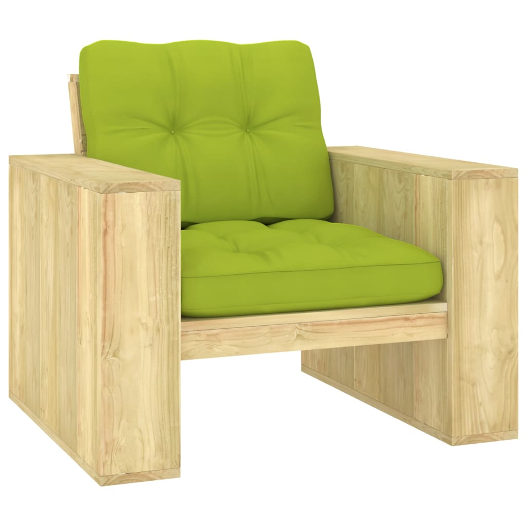 Zahradní židle jasně zelené podušky impregnovaná borovice