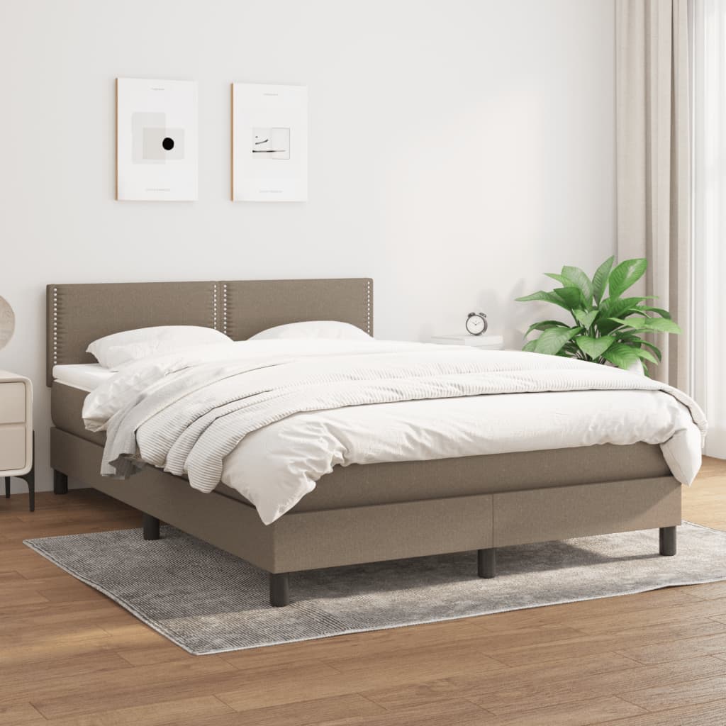 Box spring postel s matrací taupe 140x190 cm textil