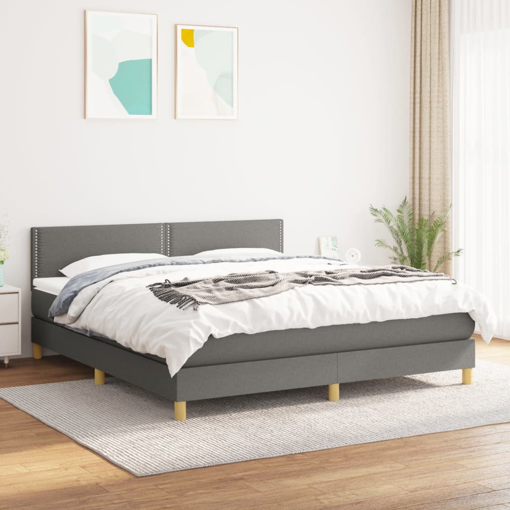 Box spring postel s matrací tmavě šedá 160x200 cm textil