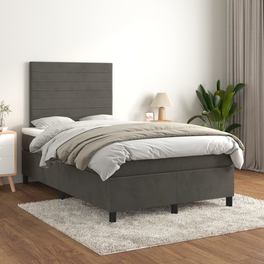 Box spring postel s matrací tmavě šedá 120 x 200 cm samet