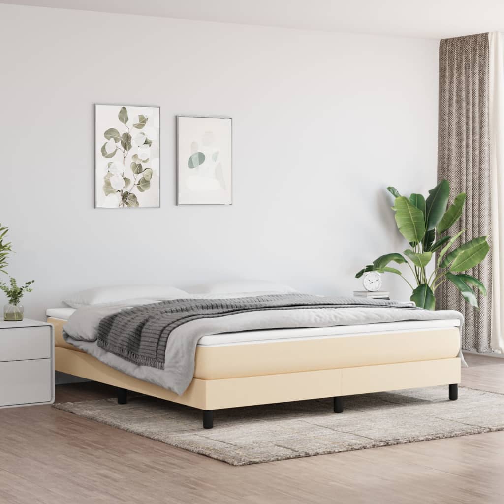 Box spring postel s matrací krémová 180x200 cm textil
