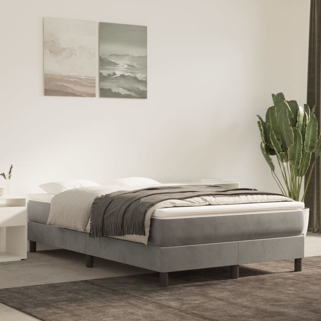 Box spring postel s matrací světle šedá 120 x 200 cm samet