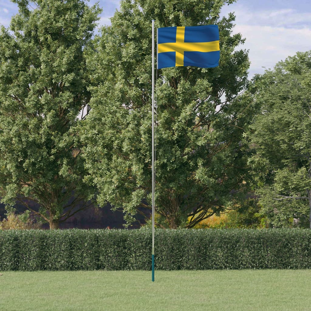 Vlajka Švédska a stožár 6,23 m hliník