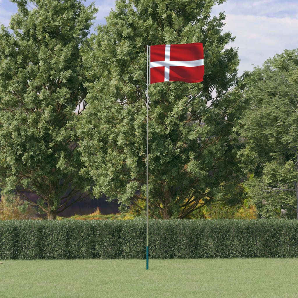 Vlajka Dánska a stožár 5,55 m hliník
