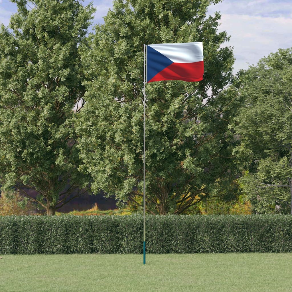 Vlajka Česka a stožár 5,55 m hliník