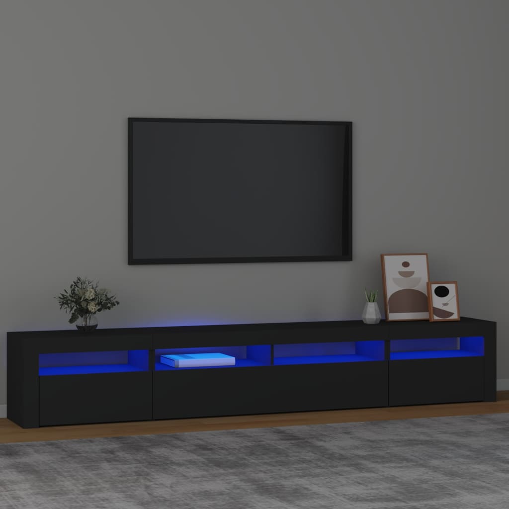 TV skříňka s LED osvětlením černá 240x35x40 cm