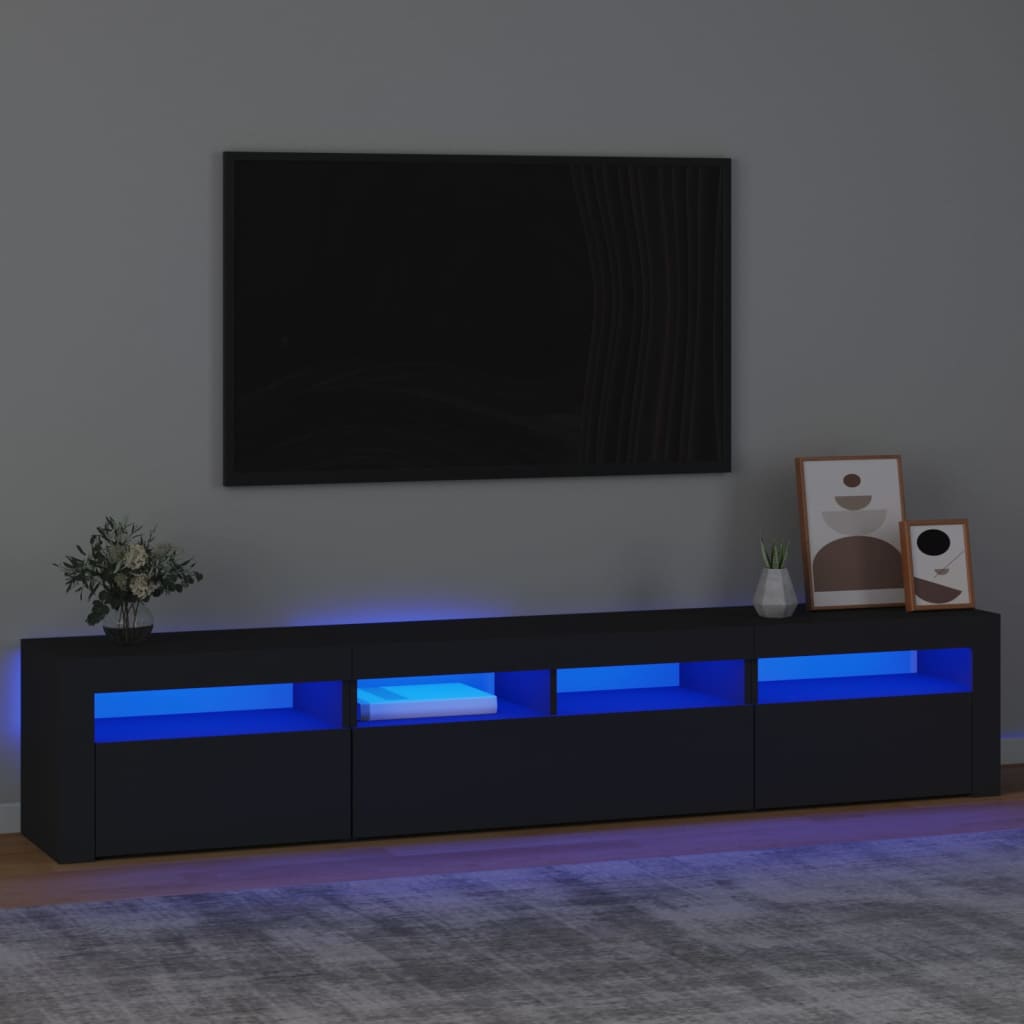 TV skříňka s LED osvětlením černá 210 x 35 x 40 cm