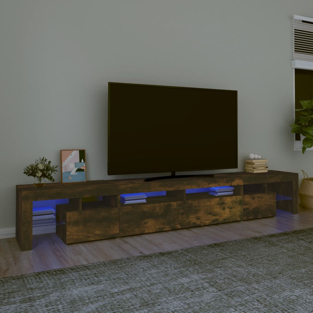 TV skříňka s LED osvětlením kouřový dub 260x36,5x40 cm