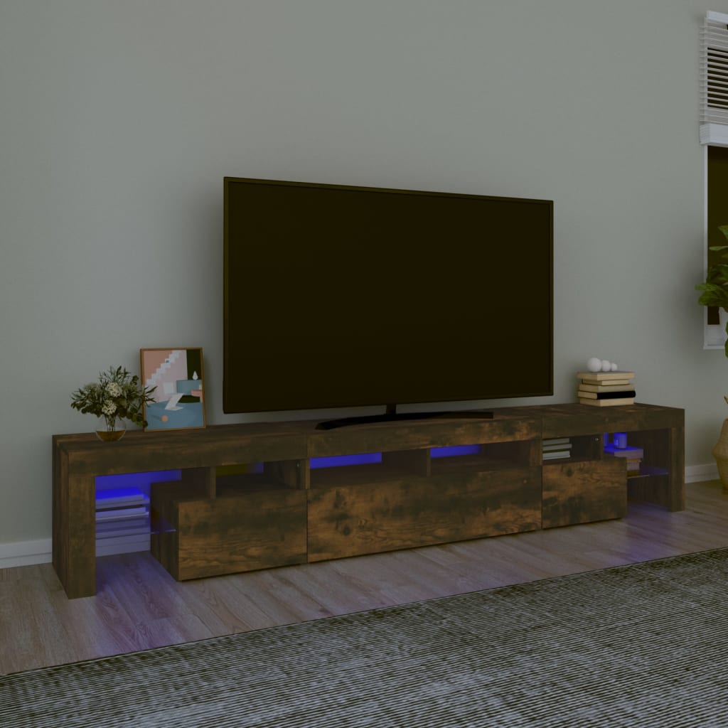 TV skříňka s LED osvětlením kouřový dub 230x36,5x40 cm