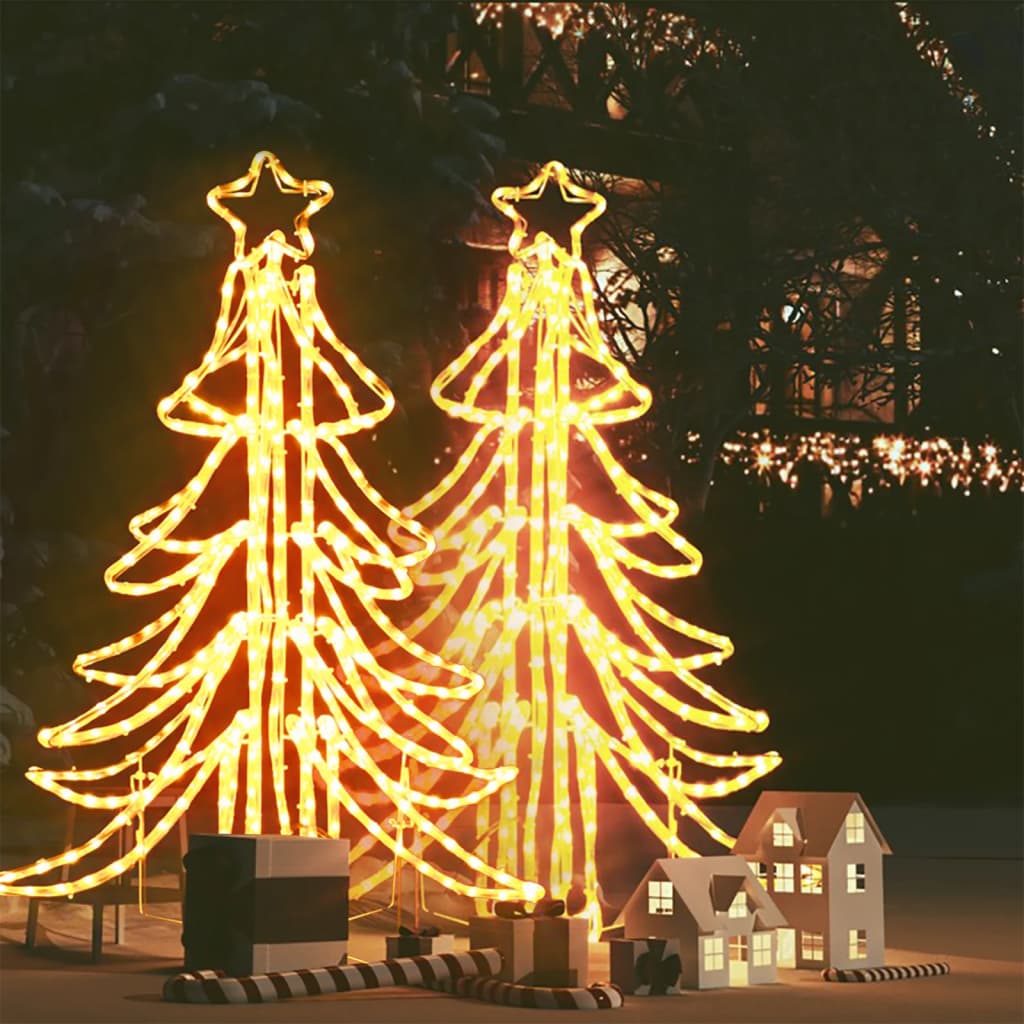 Vánoční stromky 2 ks s teplými bílými LED 87 x 87 x 93 cm