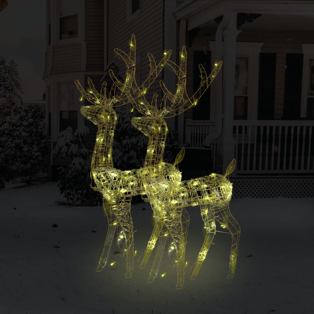 Vánoční dekorace akryloví sobi 2 ks 120 cm teplé bílé světlo