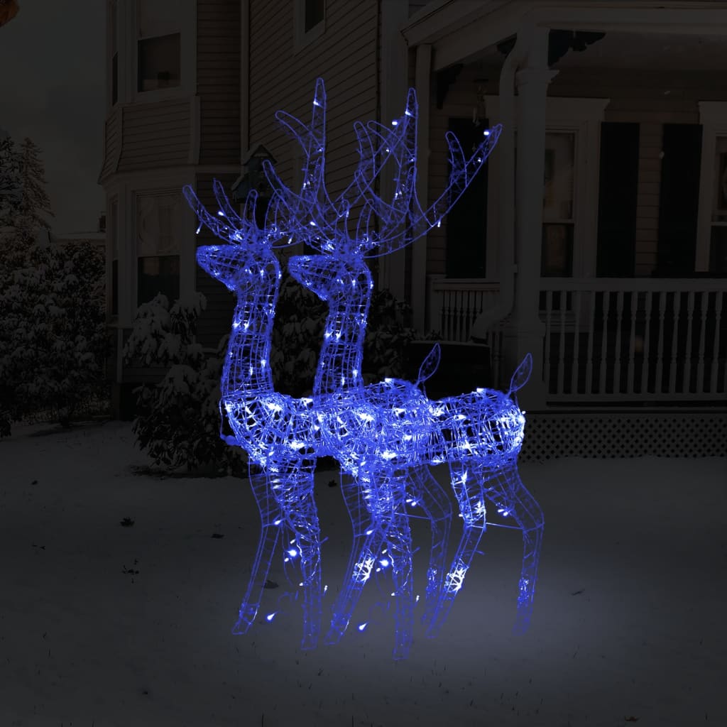 Vánoční dekorace akryloví sobi 2 ks 120 cm teplé modrá