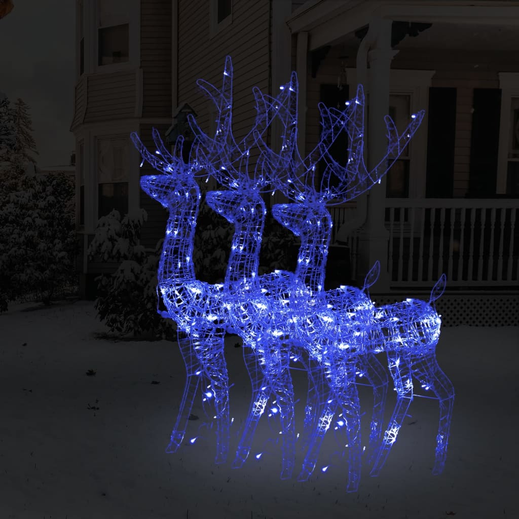 Vánoční dekorace akryloví sobi 3 ks 120 cm teplé modrá