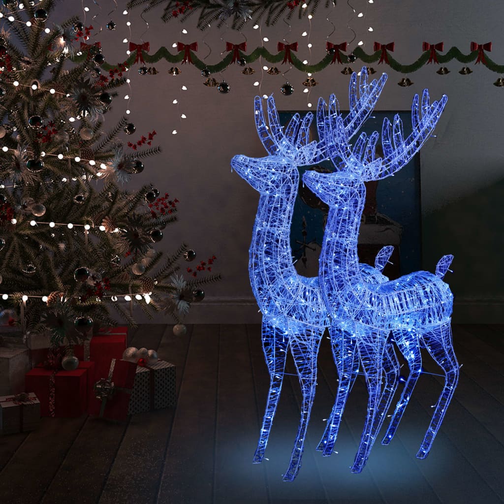 XXL Akryloví vánoční sobi s 250 modrými LED 2 ks 180 cm