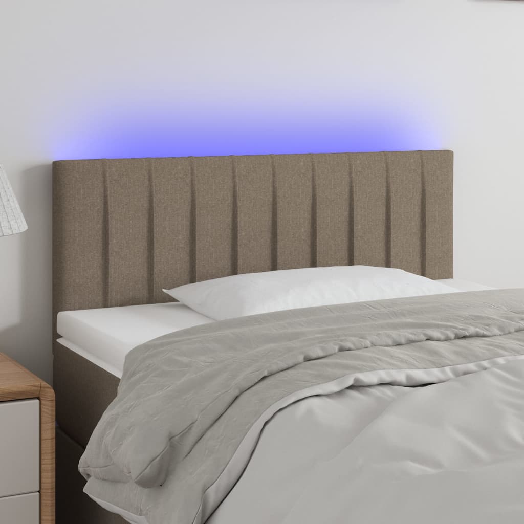 Čelo postele s LED taupe 90x5x78/88 cm textil