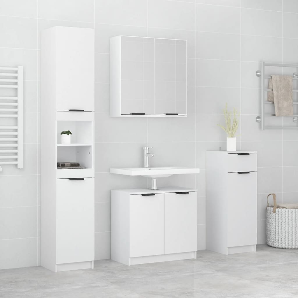 4dílná sada koupelnových skříněk bílá kompozitní dřevo