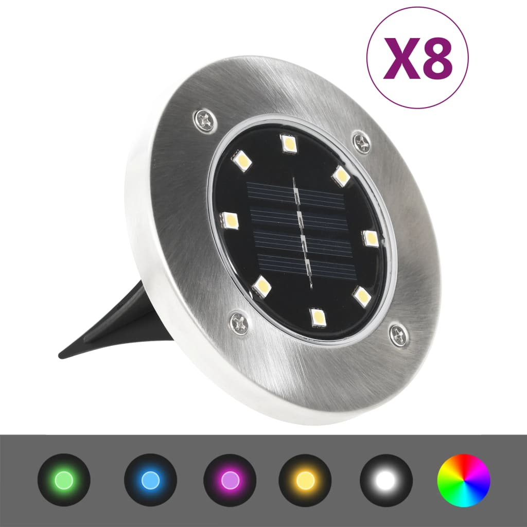 Solární světlo k zapíchnutí do země 8 ks LED RGB barva