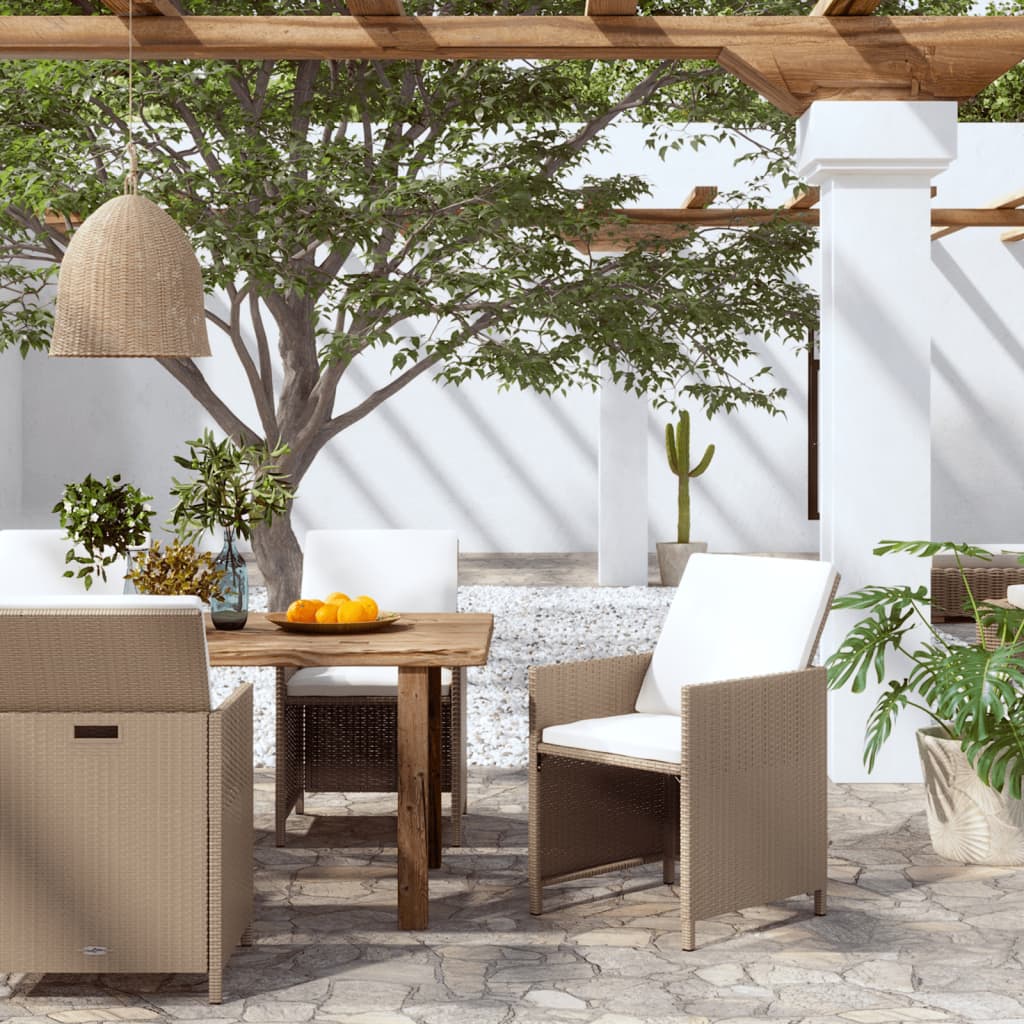 Zahradní jídelní židle s poduškami 4 ks béžové polyratan
