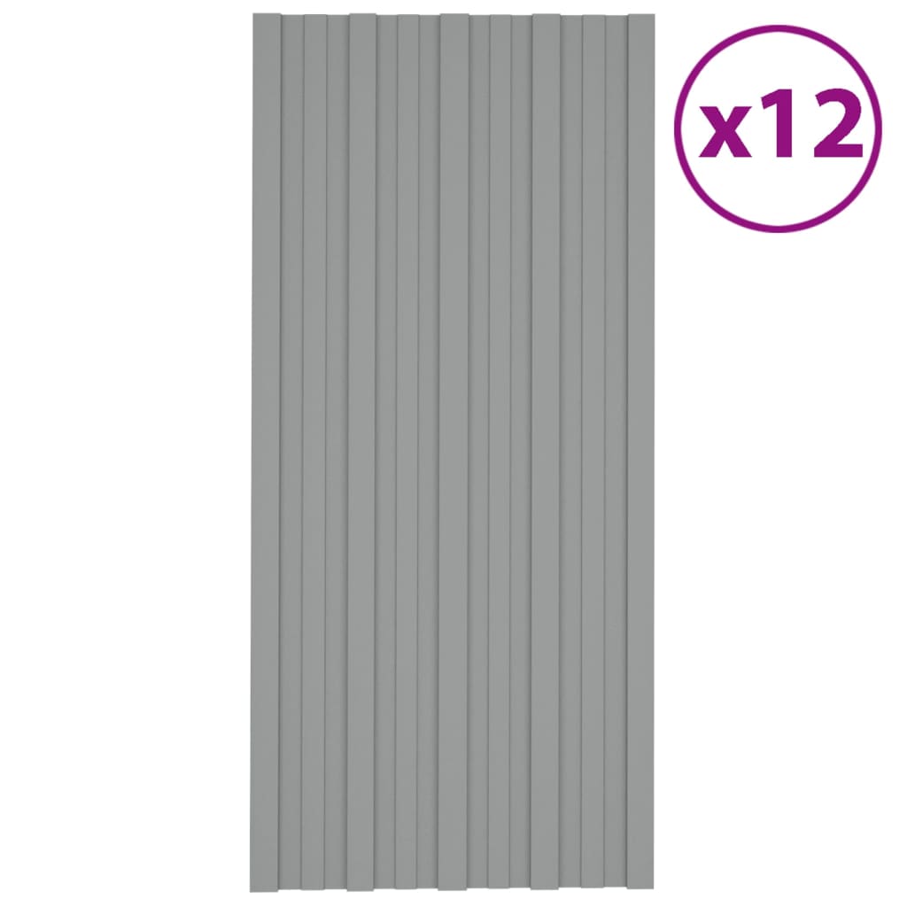 Střešní panely 12 ks pozinkovaná ocel šedé 100 x 45 cm