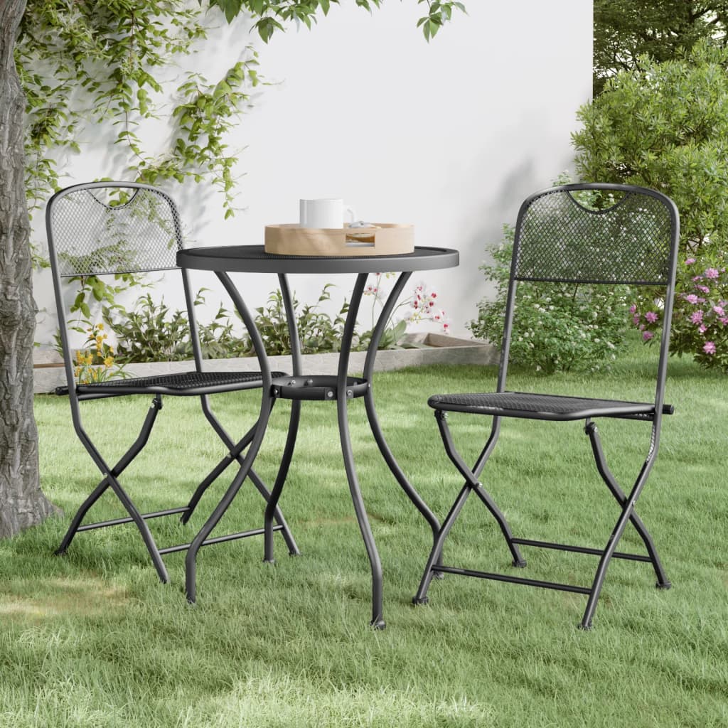 Skládací zahradní židle 2 ks mřížka z tahokovu antracitové