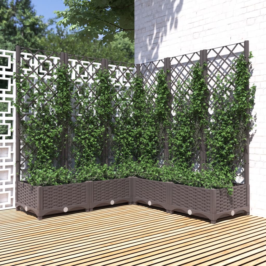 Zahradní truhlík s treláží hnědý 120 x 120 x 121,5 cm PP