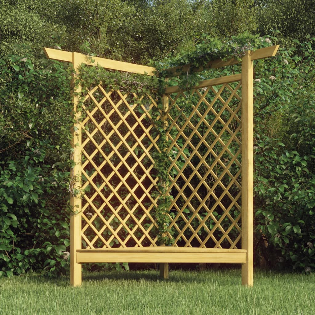 Rohová pergola s lavicí 166 x 81 x 174 cm impregnovaná borovice