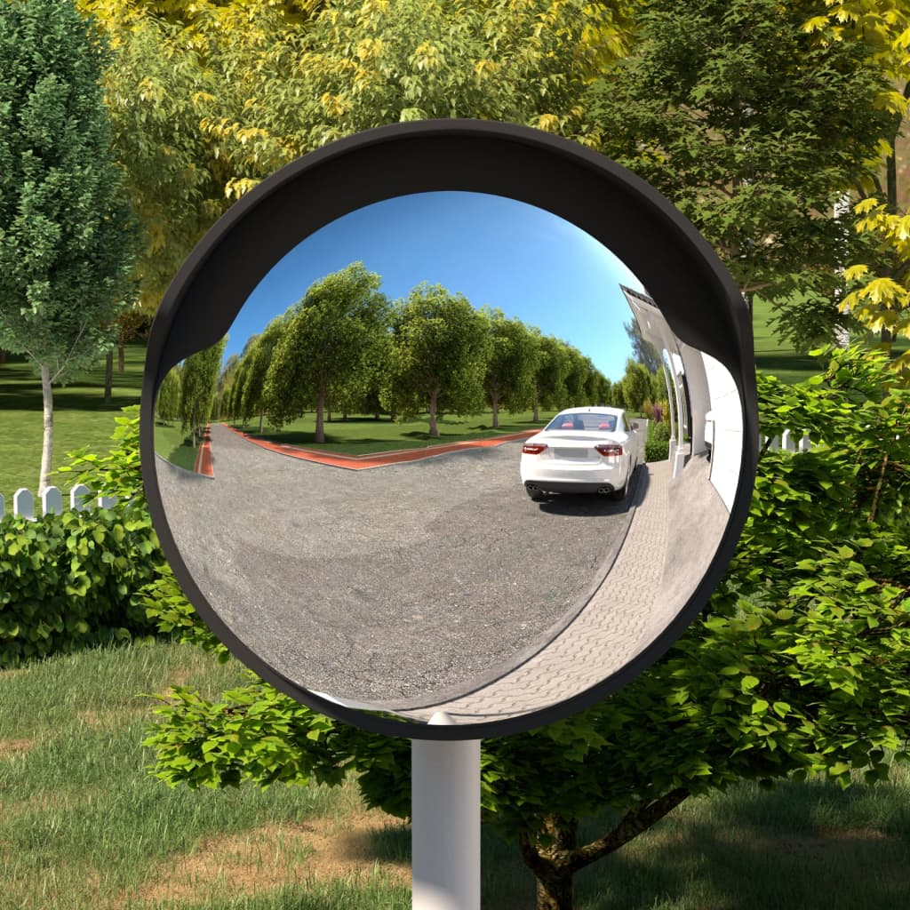 Venkovní konvexní dopravní zrcadlo černé Ø 45 cm polykarbonát