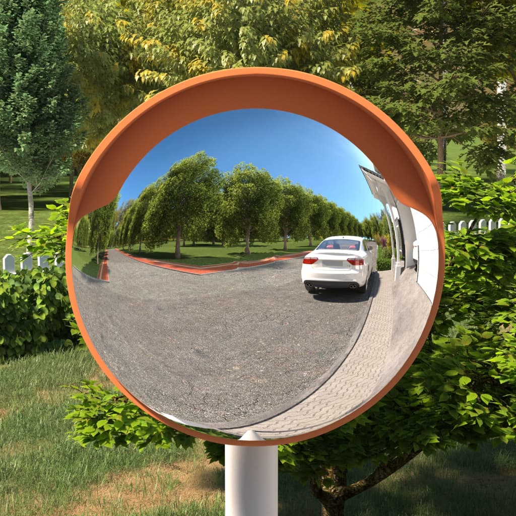 Venkovní konvexní dopravní zrcadlo oranžové Ø30 cm polykarbonát