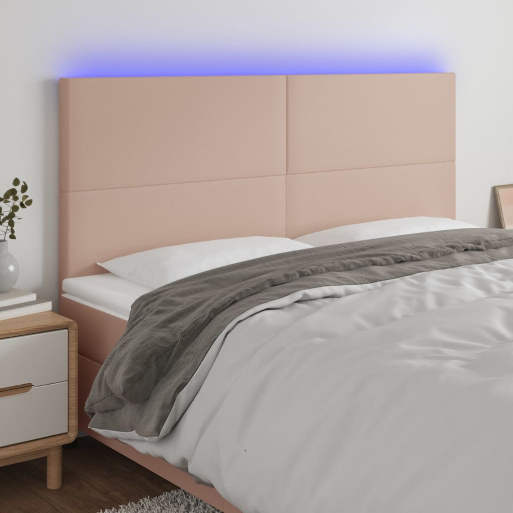 Čelo postele s LED cappuccino 200x5x118/128 cm umělá kůže