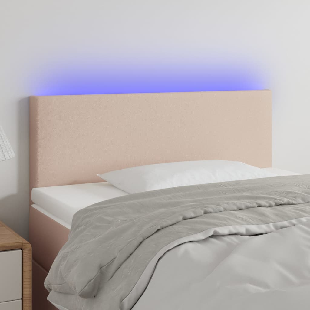 Čelo postele s LED cappuccino 80 x 5 x 78/88 cm umělá kůže