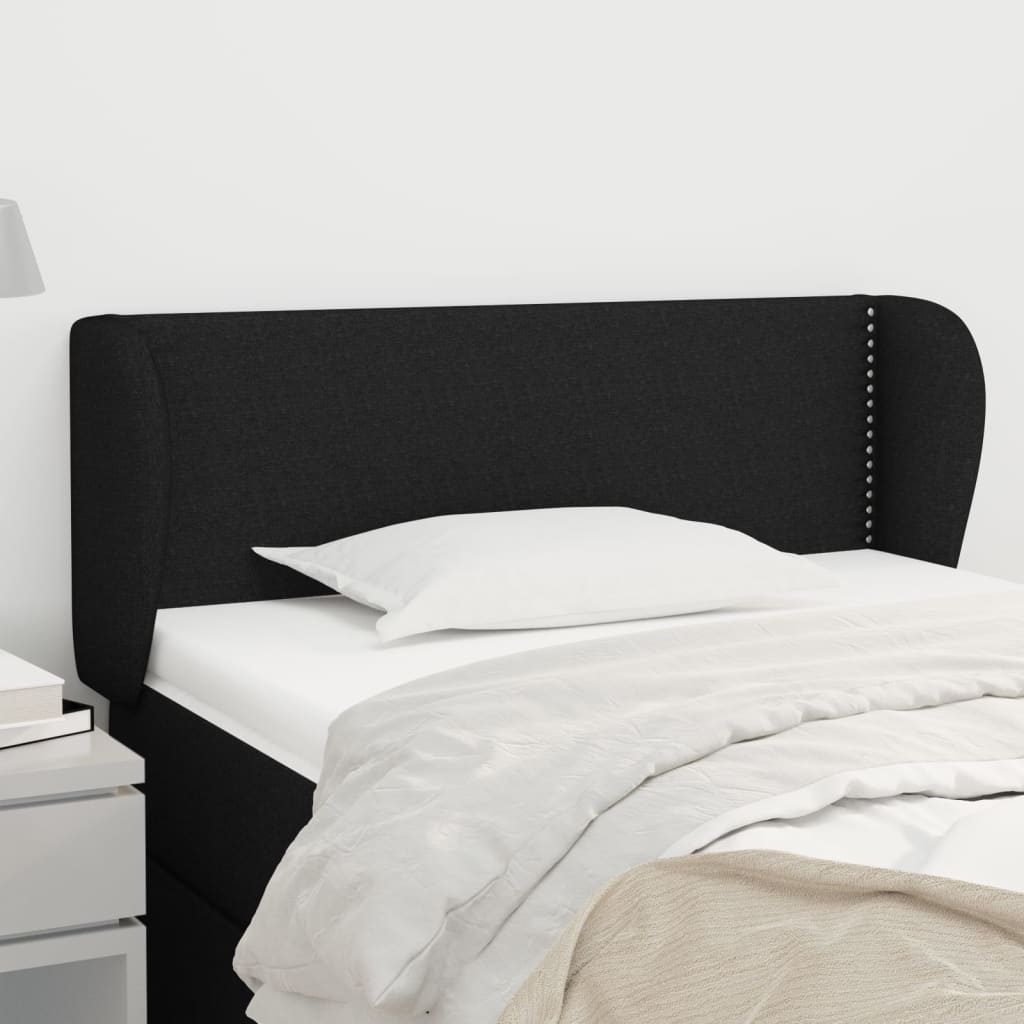 Čelo postele typu ušák černé 103x23x78/88 cm textil