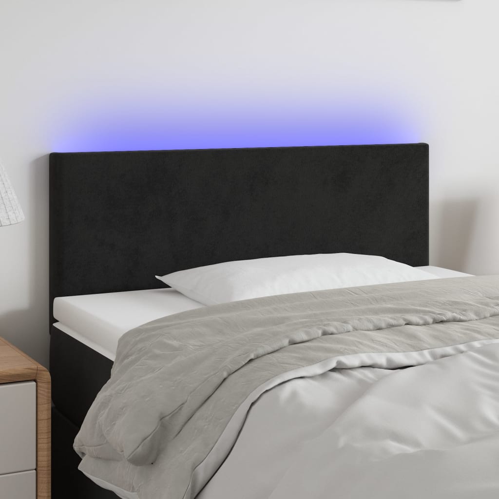 Čelo postele s LED černé 90x5x78/88 cm samet