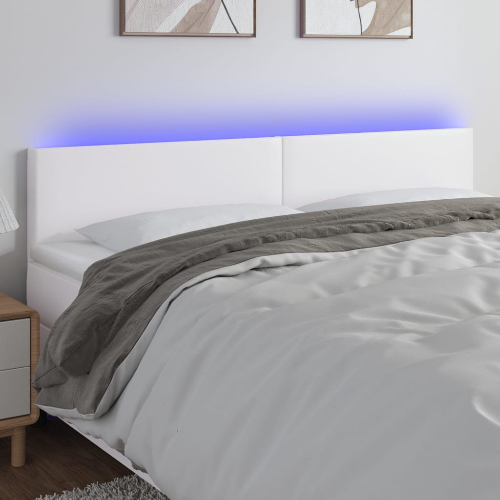 Čelo postele s LED bílé 180x5x78/88 cm umělá kůže