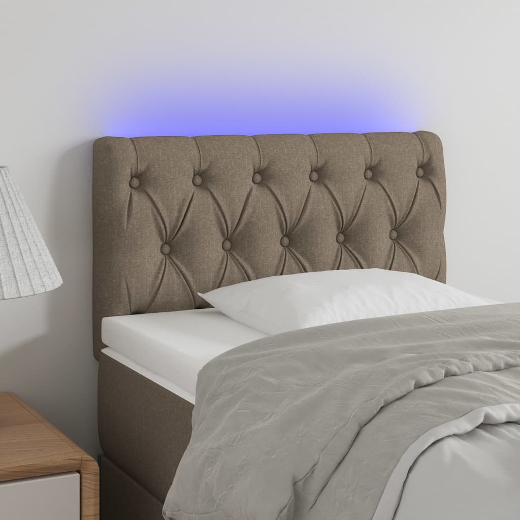Čelo postele s LED taupe 80 x 7 x 78/88 cm textil