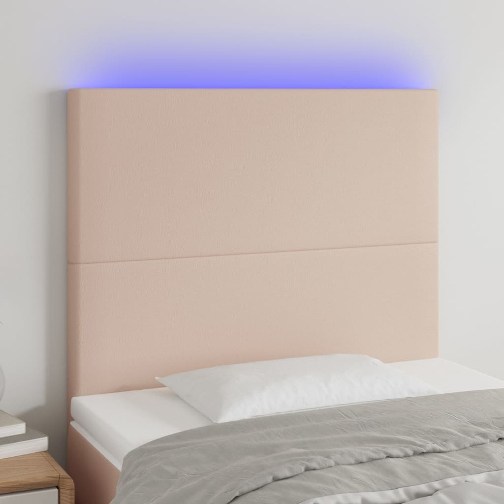 Čelo postele s LED cappuccino 80x5x118/128 cm umělá kůže
