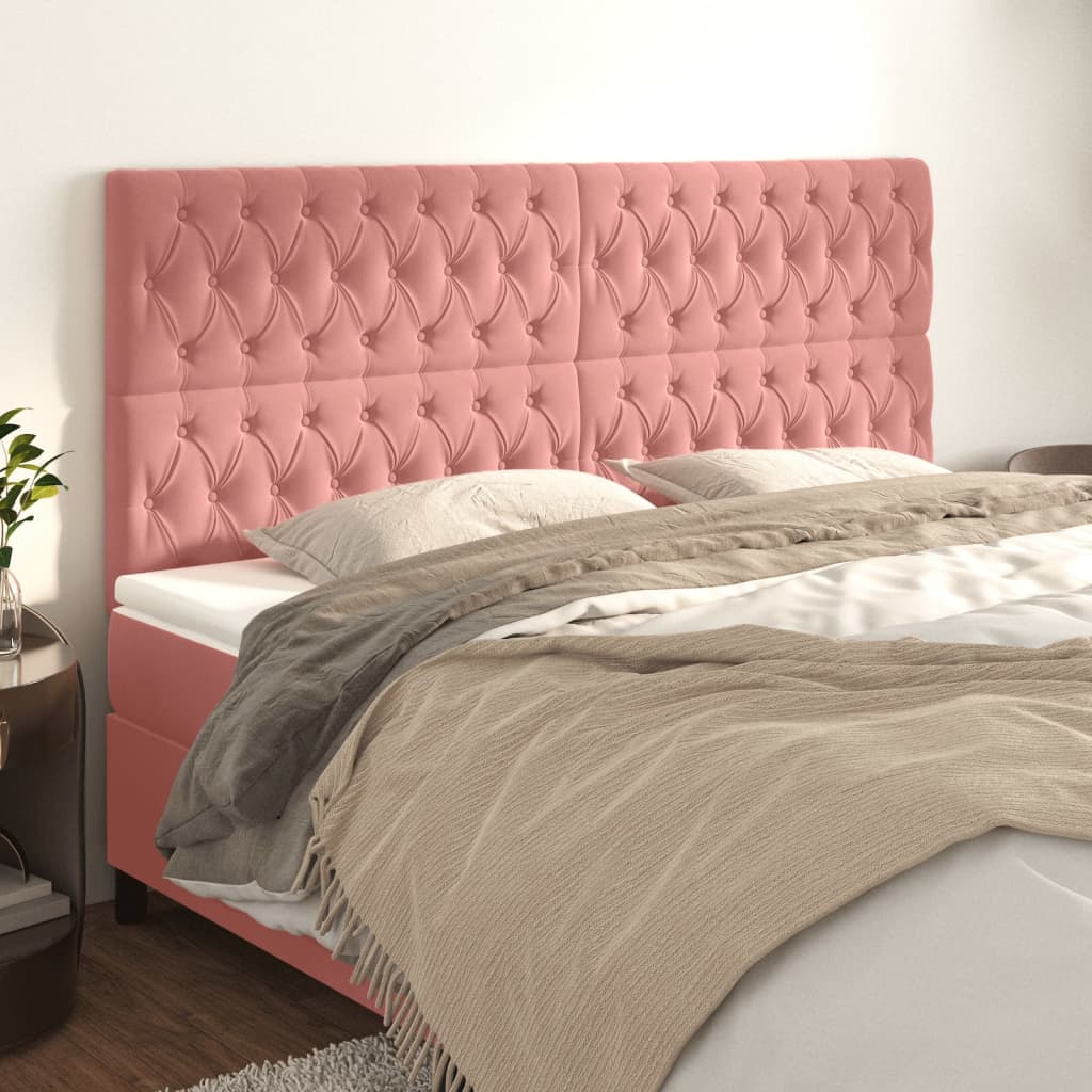 Čelo postele 4 ks růžové 100x7x78/88 cm samet