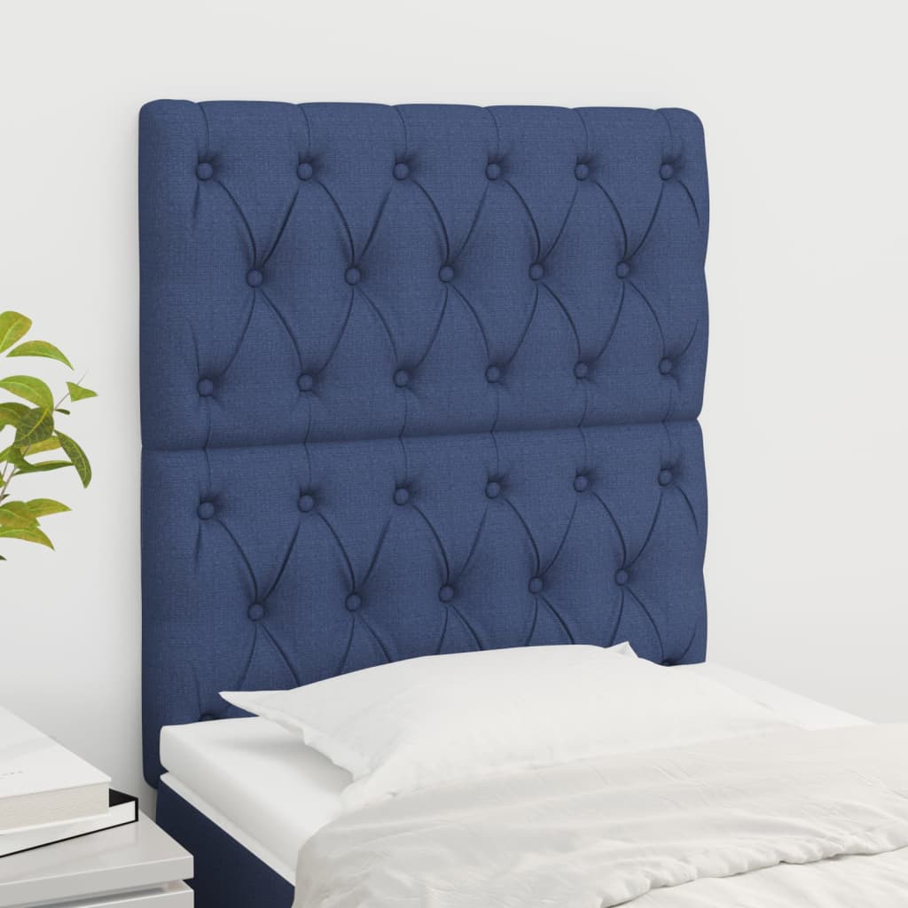 Čelo postele 2 ks modré 80 x 7 x 78/88 cm textil