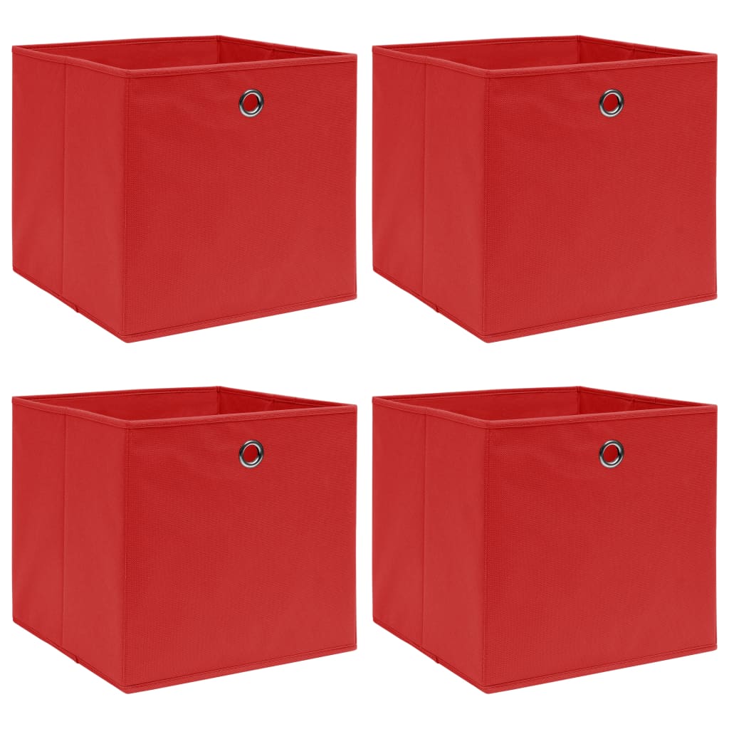 Úložné boxy 4 ks červené 32 x 32 x 32 cm textil