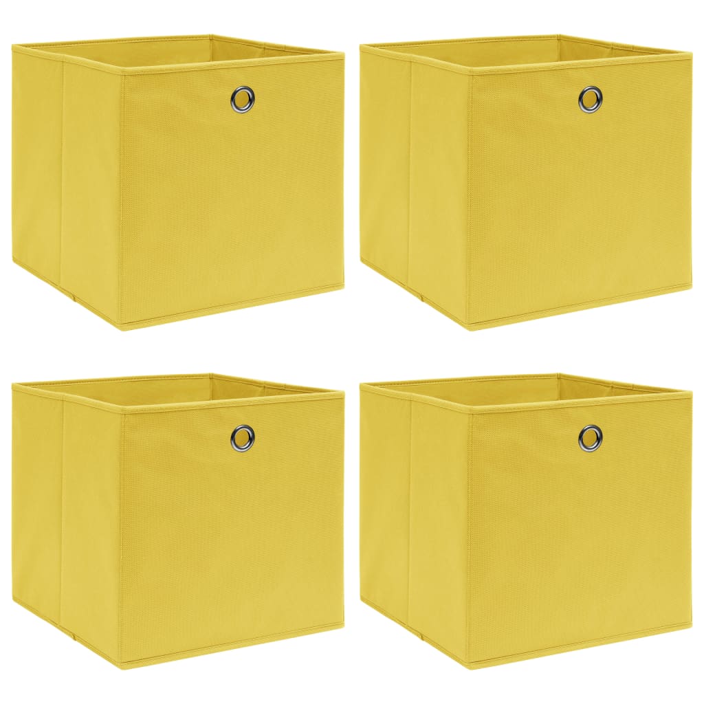 Úložné boxy 4 ks žluté 32 x 32 x 32 cm textil