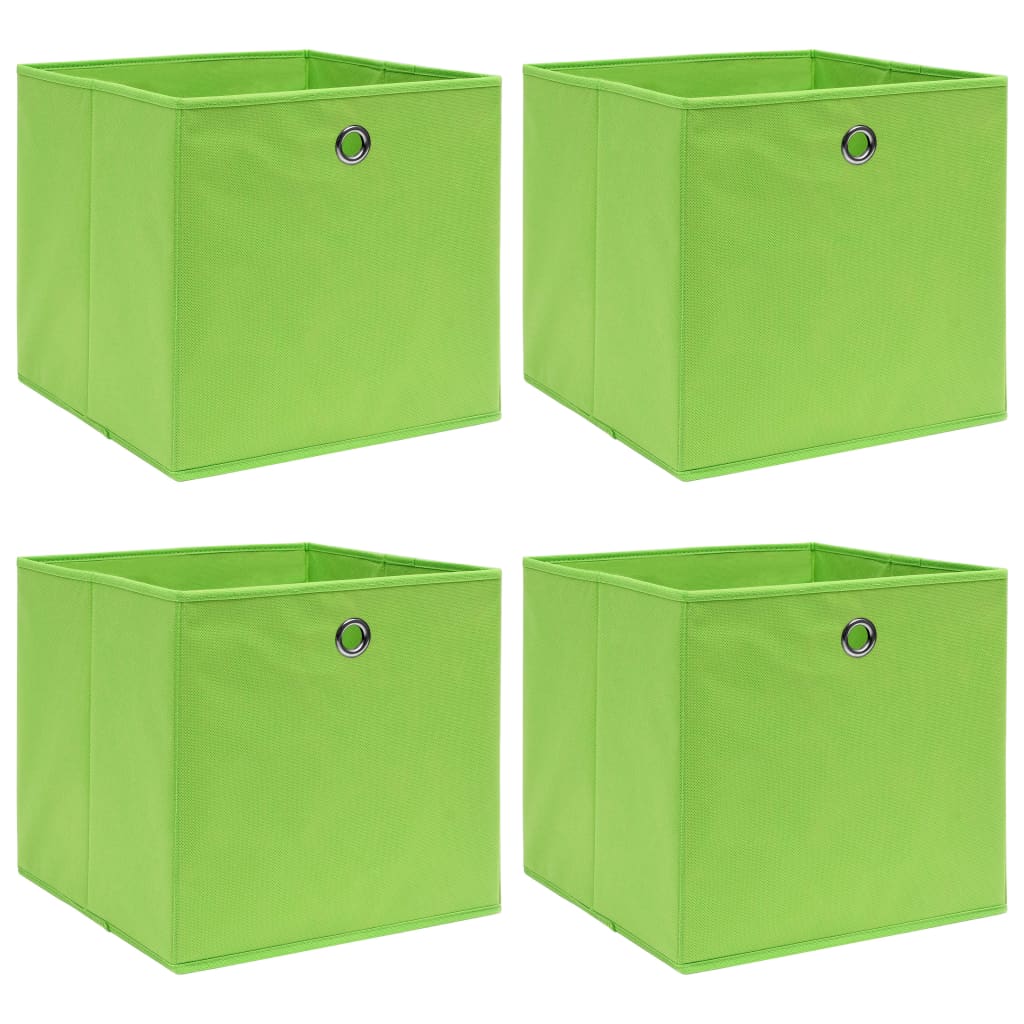 Úložné boxy 4 ks zelené 32 x 32 x 32 cm textil
