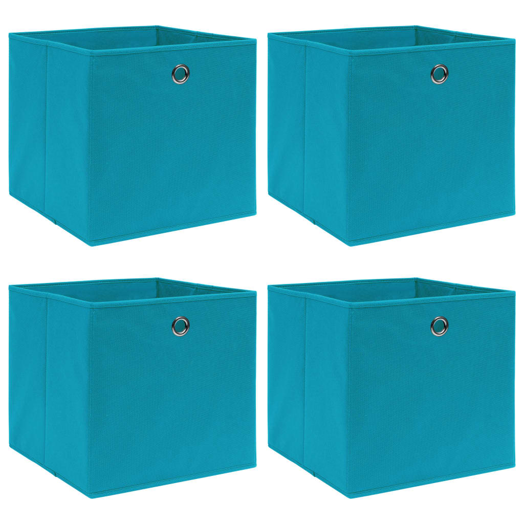 Úložné boxy 4 ks bledě modré 32 x 32 x 32 cm textil