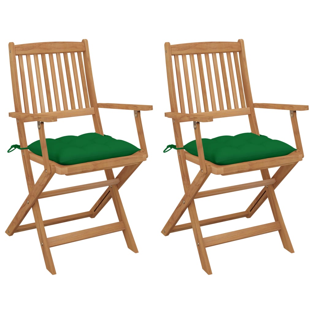 Skládací zahradní židle s poduškami 2 ks masivní akáciové dřevo