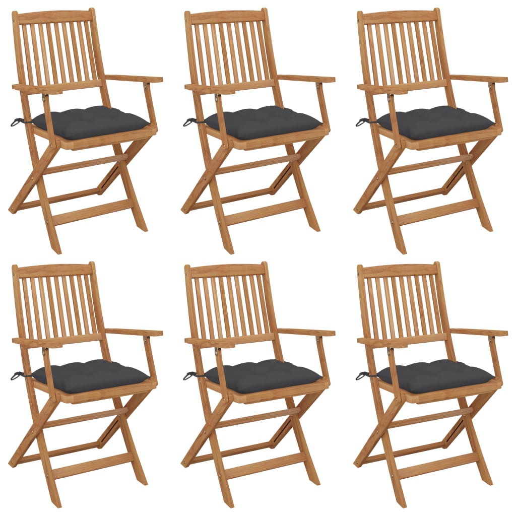 Skládací zahradní židle s poduškami 6 ks masivní akáciové dřevo