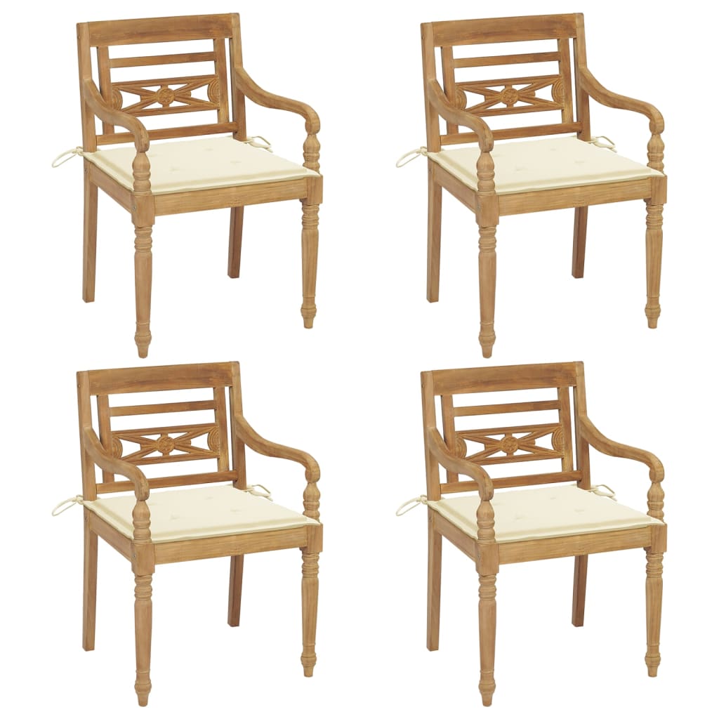 Židle Batavia 4 ks s poduškami masivní teakové dřevo