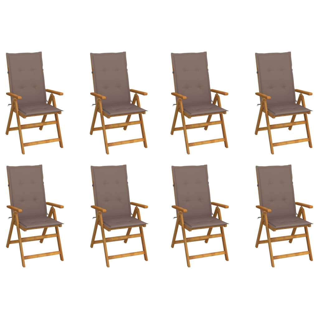 Skládací zahradní židle s poduškami 8 ks masivní akácie